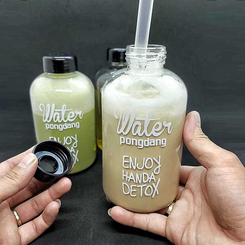 Chai Đựng Nước Thủy Tinh 600ml detox  nắp nhựa ron cao su - Bình Nước Thủy Tinh , đựng trà sữa, nước ép