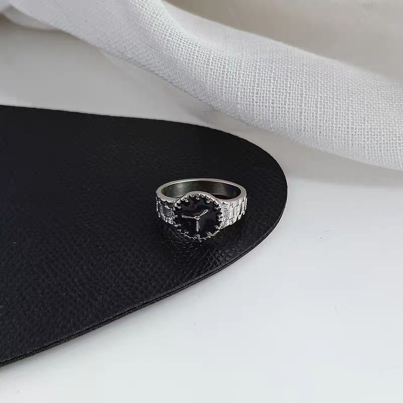 Nhẫn Hình Đồng Hồ Thiết Kế Đơn Giản Phong Cách Nhật Hàn