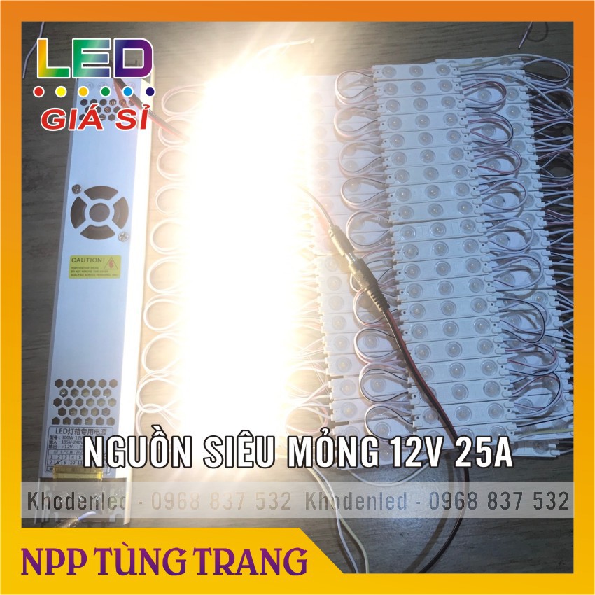 Nguồn led 12V mỏng 25A (300W), 16,7A - 12,5A - 10A dùng cho đèn led