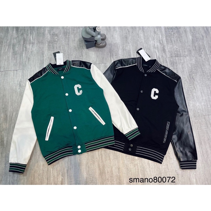 Áo khoác bomber xanh chữ C Cao Cấp - Áo khoác bomber Nam Cao Cấp