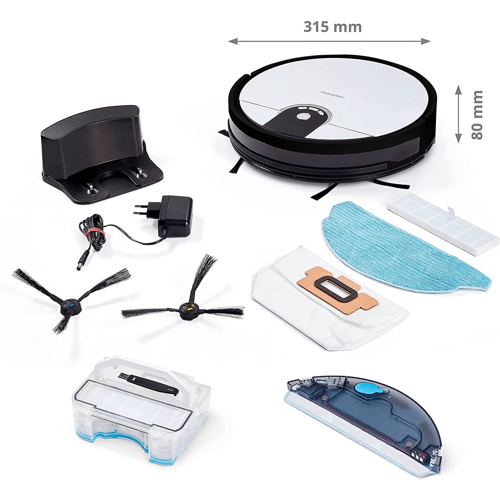 Robot hút bụi lau nhà 2in1 Medion MD 20011 điều khiển thông minh [nhập Đức chính hãng]