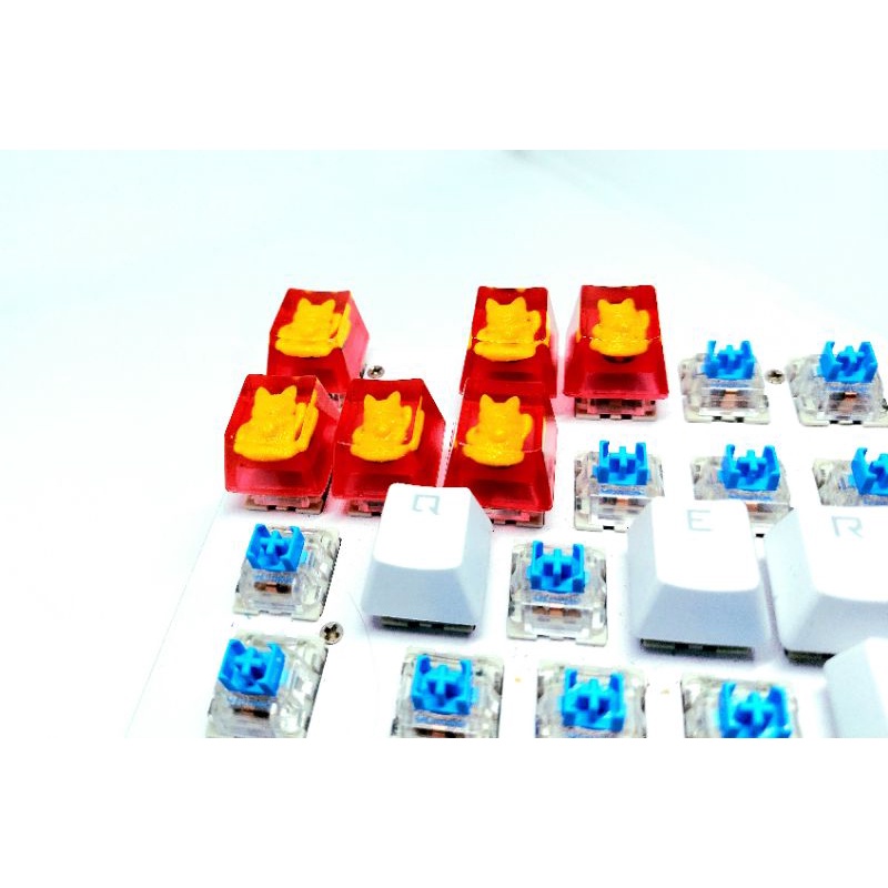 Keycap mèo thần tài nhũ vàng trang trí bàn phím cơ