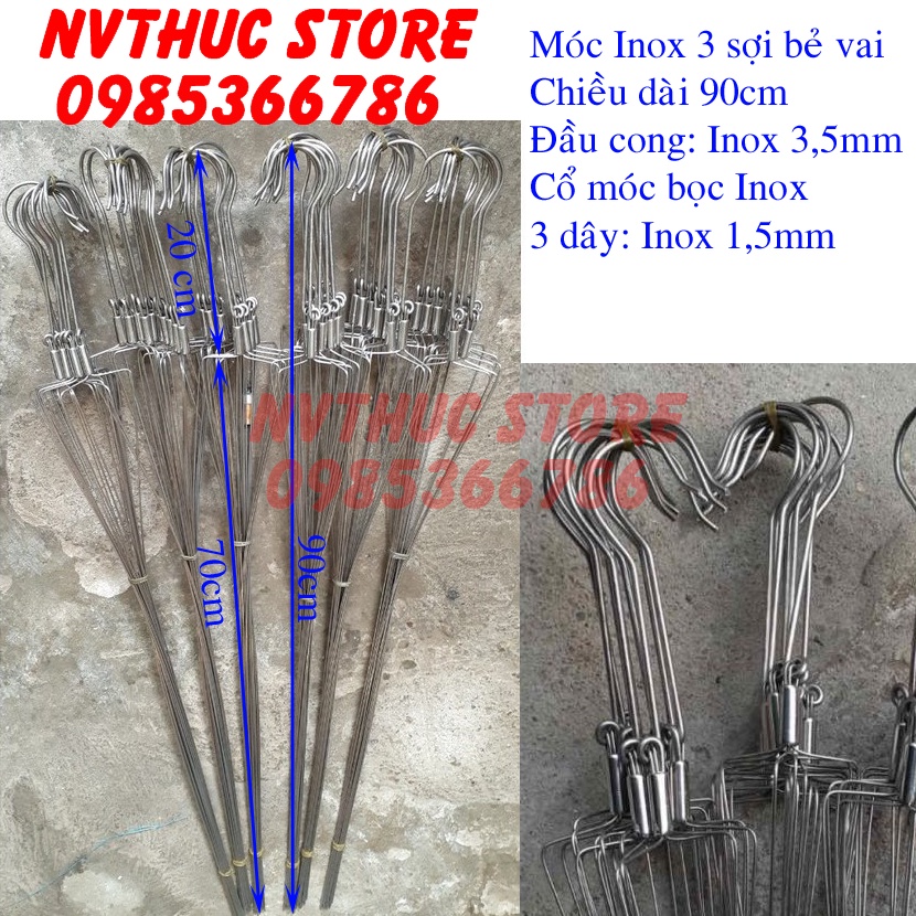 Bộ 10 móc Inox bẻ vai 3 sợi dài 90 cm đảm bảo chắc chắn để các bác treo các chậu lan nặng và đắt tiền.