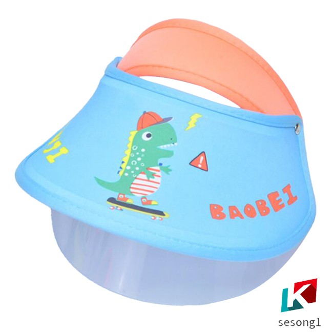 Nón chống nắng kèm tấm che mặt chống bắn nước in họa tiết hoạt hình dễ thương thời trang đi biển cho bé