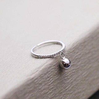Nhẫn bạc nữ Hàn Quốc thả trái châu dễ thương