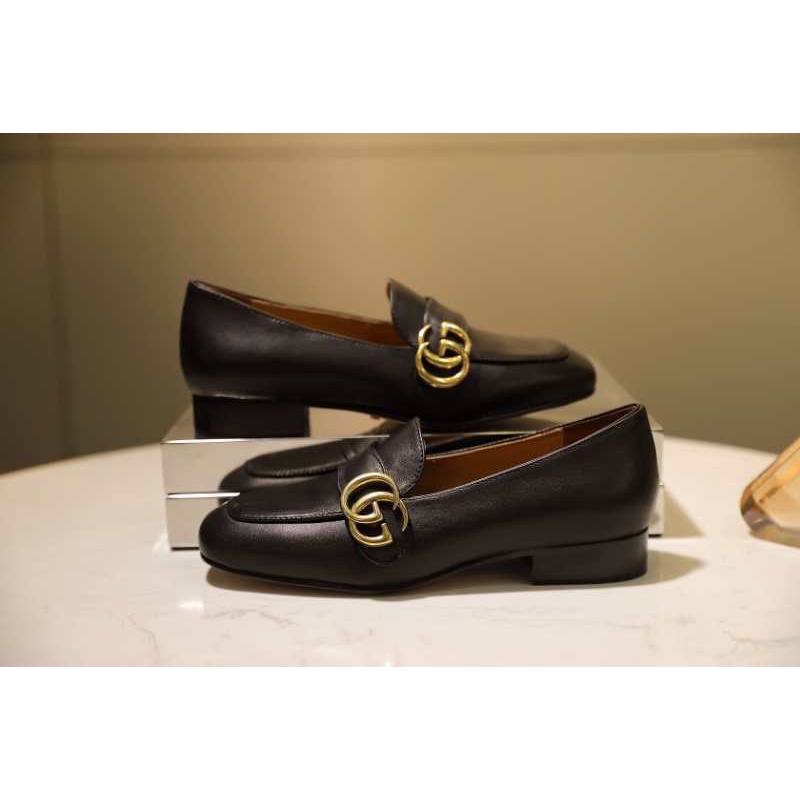 Giày tây lười mũi vuông cho nữ thương hiệu Gucci GC da thật cao cấp