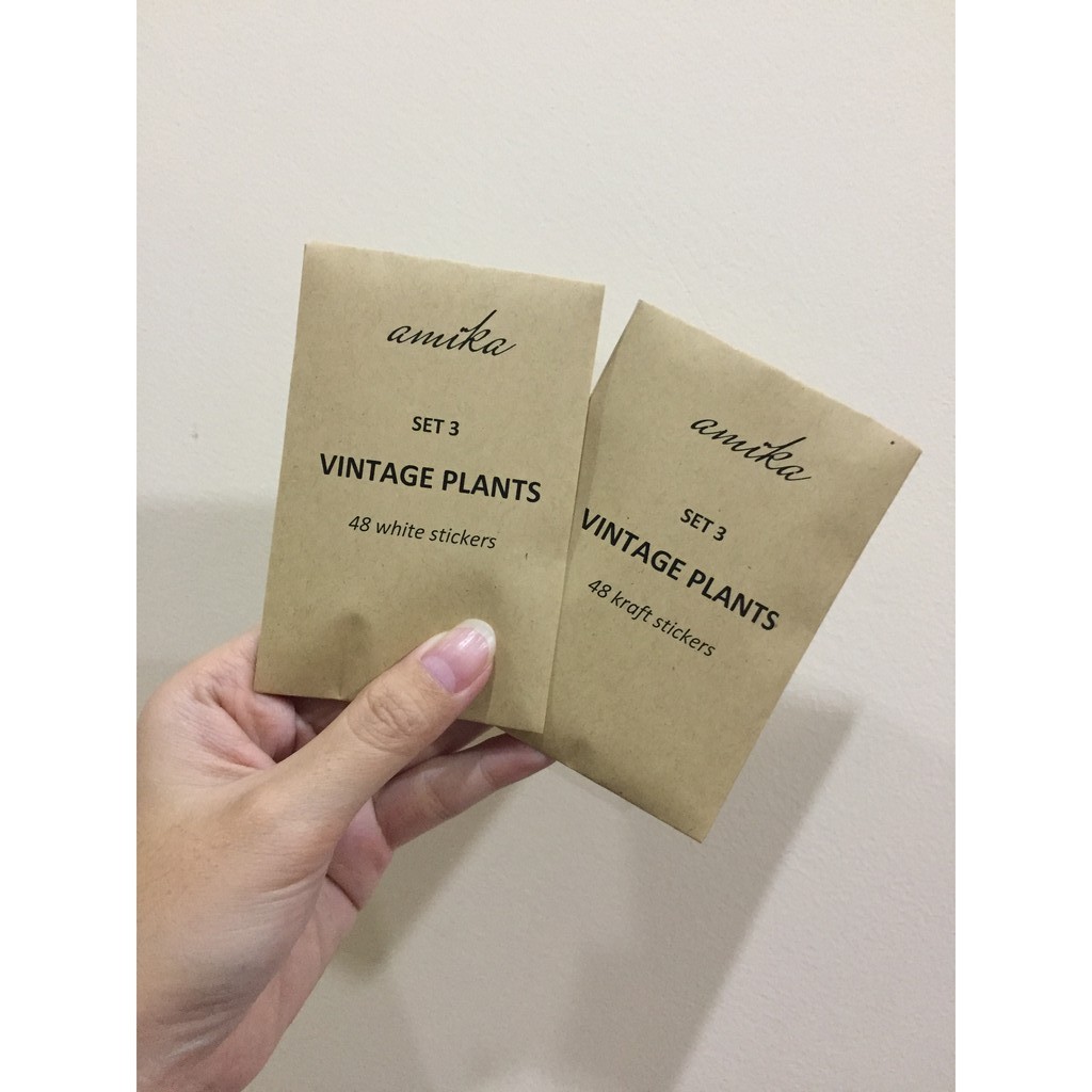 SET 3: 48 stickers họa tiết bình hoa, cành lá vintage