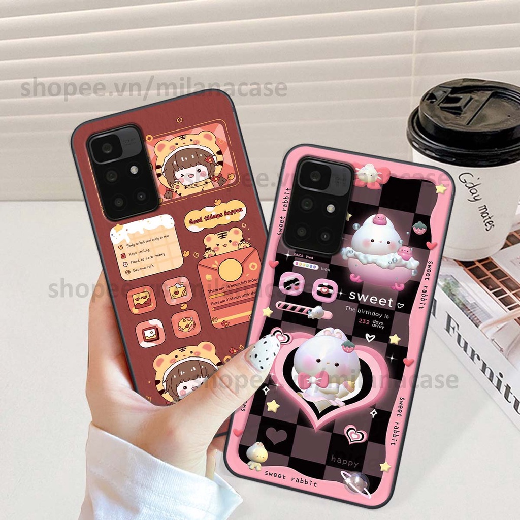 Ốp Xiaomi Redmi 10 hình đồng hồ icon gấu mèo cute cực dễ thương ngộ nghĩnh