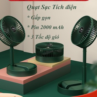 Quạt tích điện mini gấp gọn -mini cầm tay để bàn siêu mát pin dùng 8h 3 cấp độ gió Miễn Phí Vận Chuyển khi đơn 200K