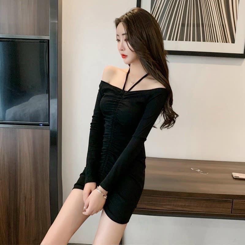 Đầm body trễ vai dây rút mặc được 2 kiểu bigsize 50-90kg