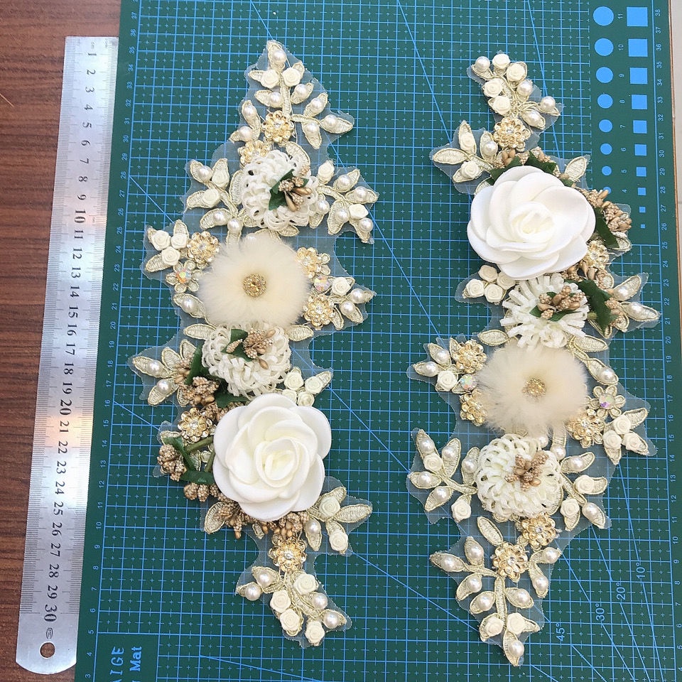 Dây Ruy Băng Thêu Hình Hoa Ba Chiều Dùng Trang Trí Quần Áo DIY