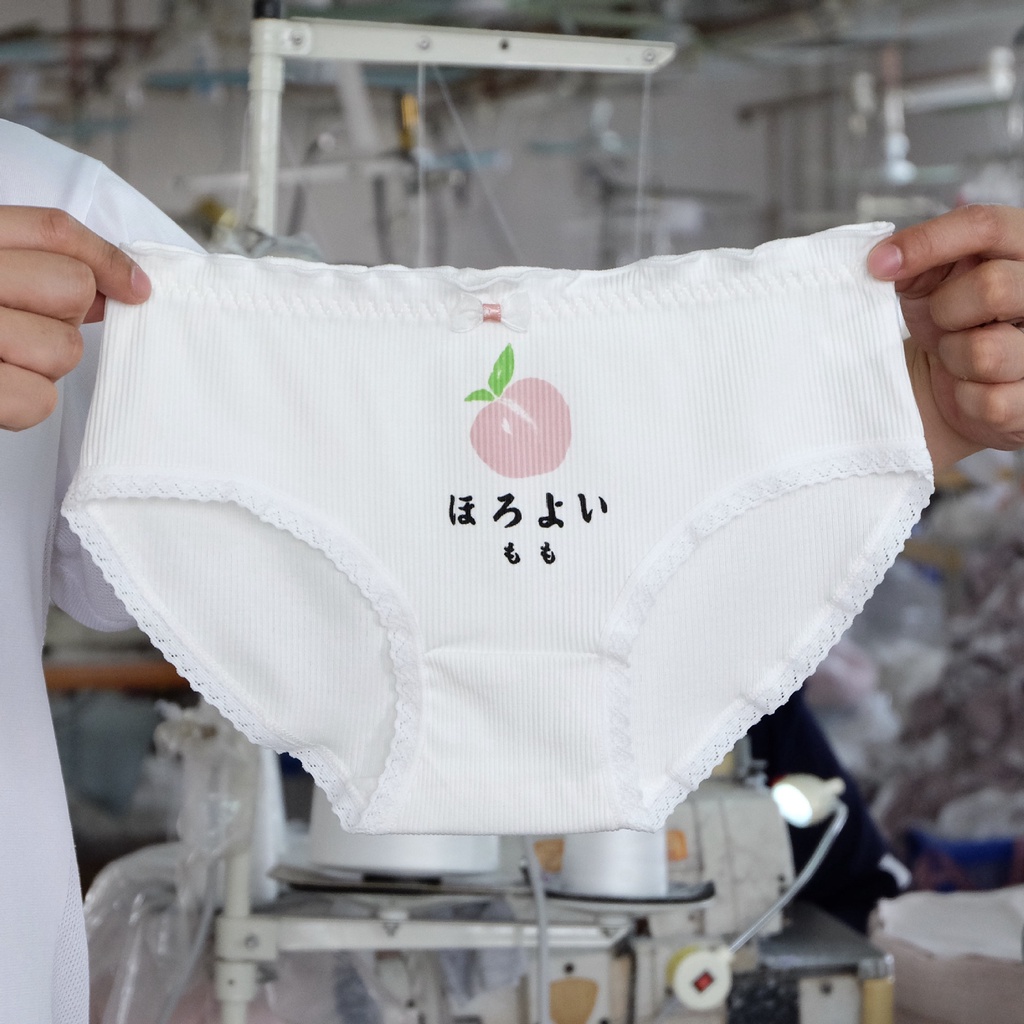 Set 4 Quần Lót cotton Họa Tiết Trái Đào Dành Cho Nữ