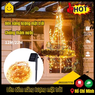 Dây đèn led đom đóm fairy light 12/22m năng lượng mặt trời trang trí decor sân vườn , giáng sinh , lễ tết sunmet