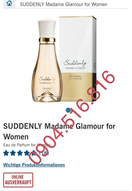 Nước hoa Suddenly Madame Glamour cho nữ 50ml chính hãng hàng Đức | Thế Giới Skin Care