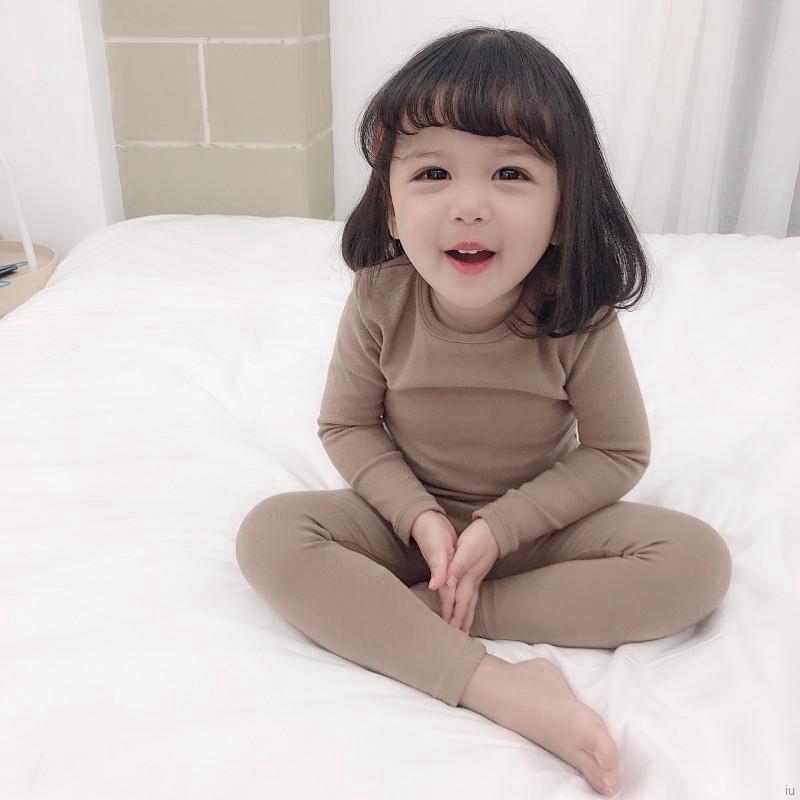 Bộ Pijama Màu Trơn Cho Bé Gái