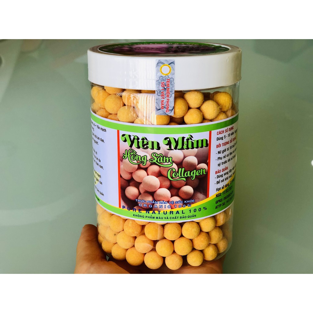 [CÓ CHE TÊN] 500gr Viên Mầm Đậu Nành Hồng Sâm Collagen, Nở Ngực, Tăng Vòng 1, Đẹp Da có Chứng Nhận ATTP