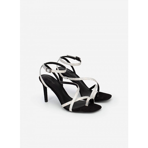 Vascara Giày Sandal Ankle Strap Quai Mảnh Vân Kỳ Đà - SDN 0702 - Màu Bạc
