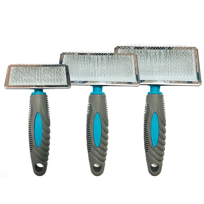 Lược Slicker Brush giúp gỡ rối lông, chải xù bông tạo hình lông, loại bỏ lông rụng dành cho chó mèo cán cao su cao cấp
