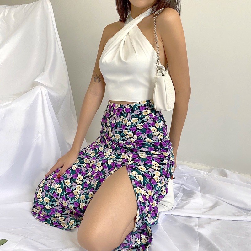 áo lụa cột cổ