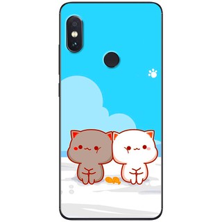 Ốp lưng Xiaomi Redmi Note 5 in hình Mèo mập nền xanh