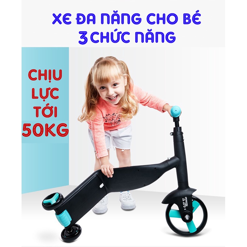 Xe scooter cho bé hãng Nadle cao cấp 4in1, Vừa là xe chòi chân, vừa là xe đạp, vừa là xe đẩy tiện lợi, chịu lực 100kg