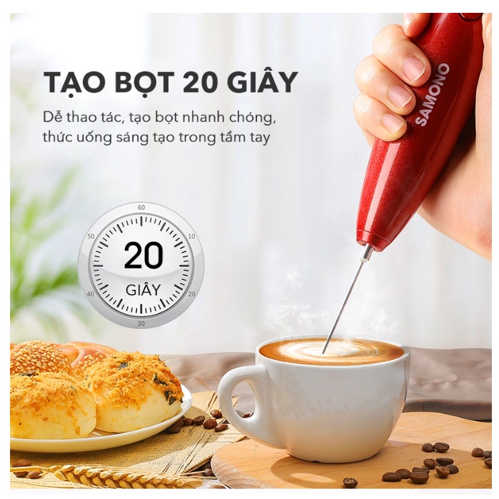 Máy tạo bọt sữa cho các tín đồ yêu thích cà phê cappuchino, latte SAMONO SW-MFB11 - Bảo hành 12 tháng