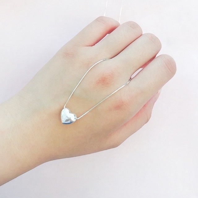 Mặt dây chuyền nữ Trái tim phồng bóng đẹp bạc ta - THJ SILVER