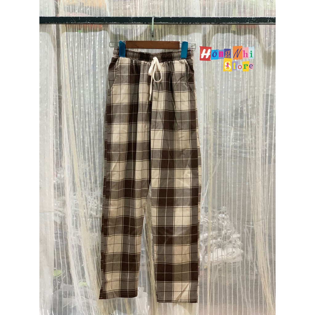 QUẦN SỌC CARO UNISEX QUẦN BAGGY CARO LƯNG THUN PLAID PANTS CAO CẤP - MM