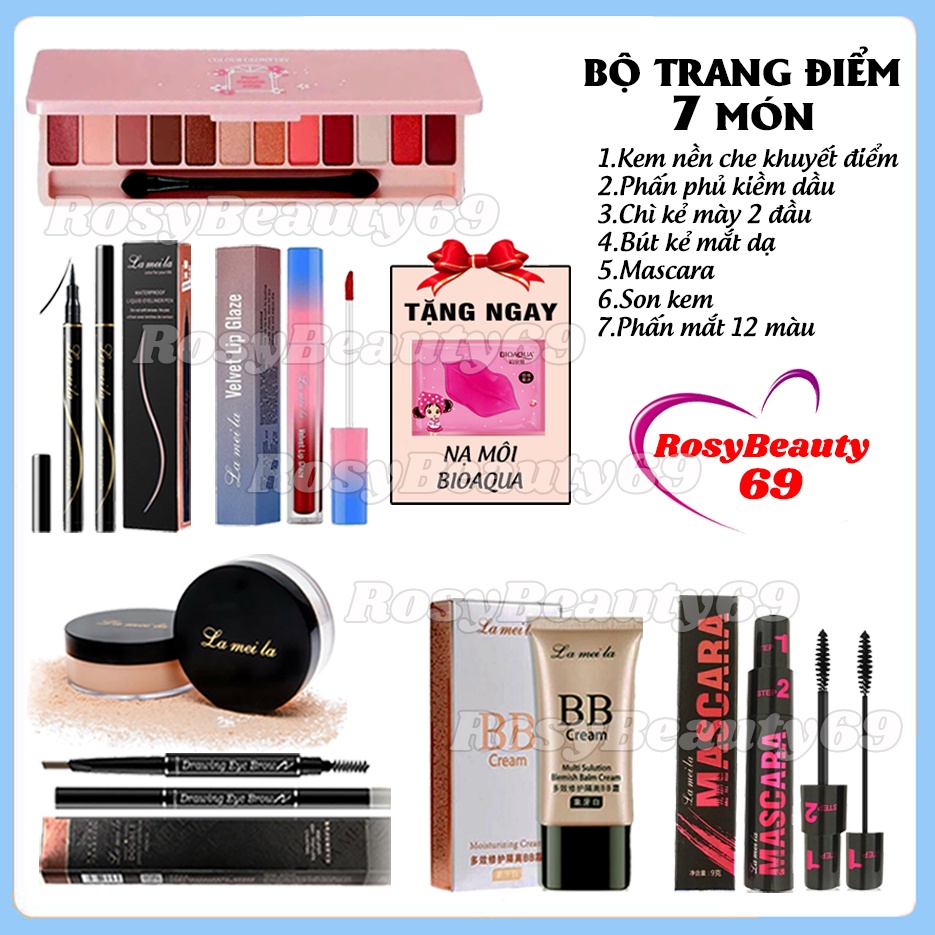 Bộ trang điểm LAMEILA 7 món Kem BB+ Phấn phủ+ Phấn mắt+ Mascara+ Chì kẻ mày+ Bút dạ kẻ mắt+ Son kem | BigBuy360 - bigbuy360.vn