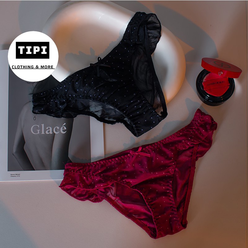 Quần lót ren chấm bi viền bánh bèo Edeli