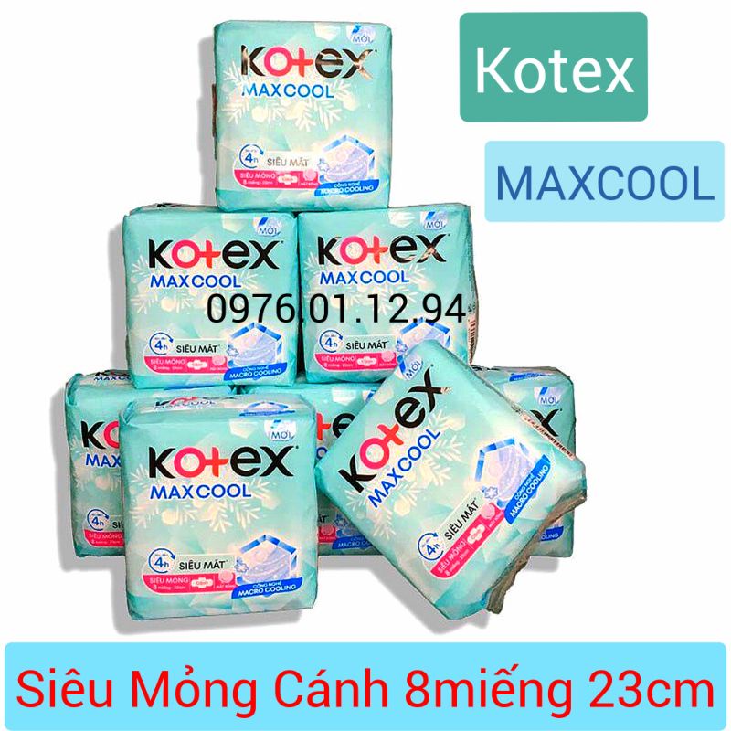 Băng Vệ Sinh Kotex Max Cool Siêu Mỏng Cánh 8 Miếng 23cm.