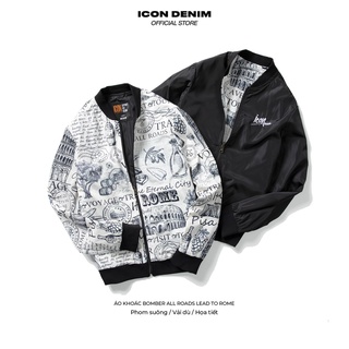 Áo Khoác Nam ICON DENIM Kiểu Bomber Vải Dù Cao Cấp Mặc Được 2 Mặt Áo All Roads Lead To Rome AK021031