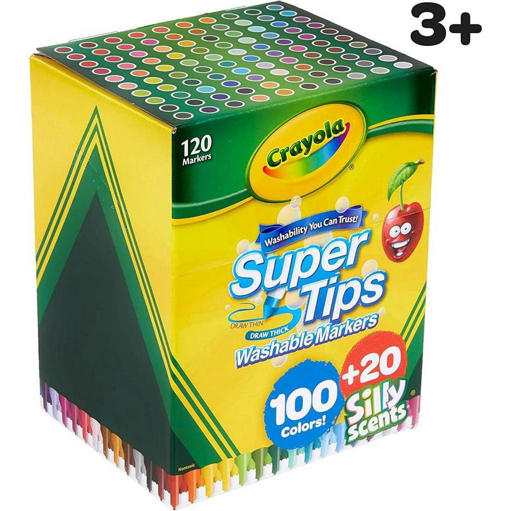 BÚT LÔNG TÔ MÀU NÉT MẢNH & DÀY CRAYOLA 120 CÂY Washable & Silly Scents