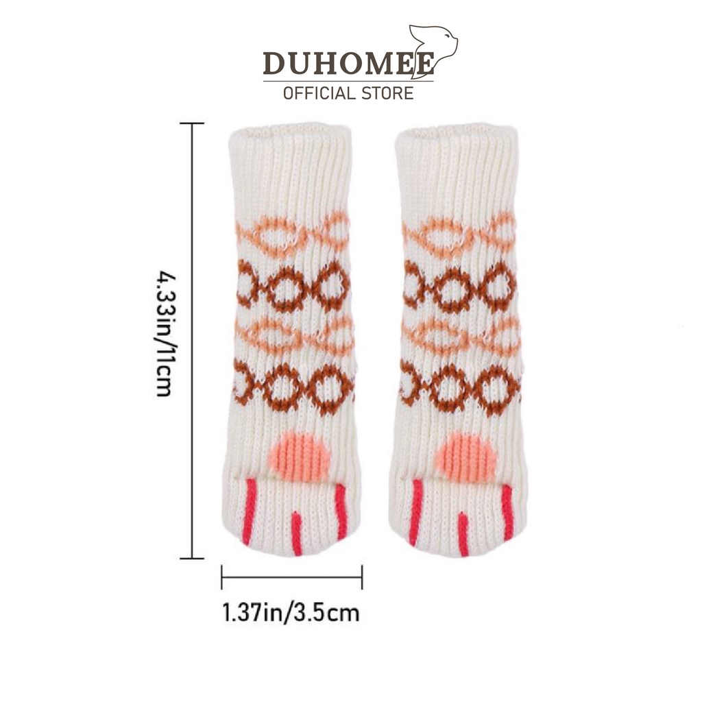 Set 4 tất bọc chân ghế chống trượt chống xước sàn nhà in hình chân mèo dễ thương