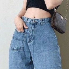 Quần jean ống rộng - Quần bò nữ dáng suông lưng cao 1 túi trước cá tính phong cách Hàn Quốc | BigBuy360 - bigbuy360.vn