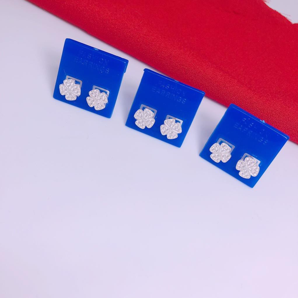 Bông tai bạc thật giá rẻ khuyên tai cỏ 4 lá xinh xắn giá sỉ/ Trang sức bạc JQN