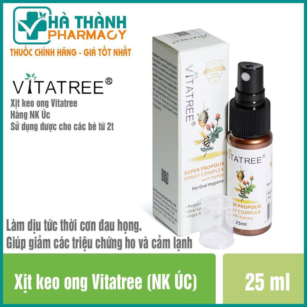 Chai xịt giảm đau họng keo ong Vitatree, lọ 25ml
