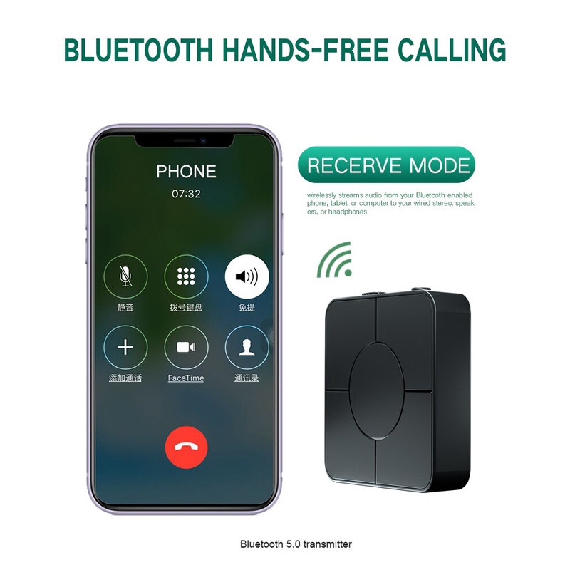 Thiết Bị Nhận Tín Hiệu Âm Thanh Bluetooth 5.0 2 Trong 1 Jack Cắm 3.5mm