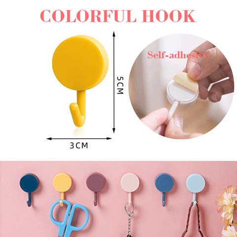 Móc Tròn Dán Tường Treo Đồ Đa Năng - Móc Gắn Tường Trang Trí Decor Nhà Cửa Nhiều Màu Sắc