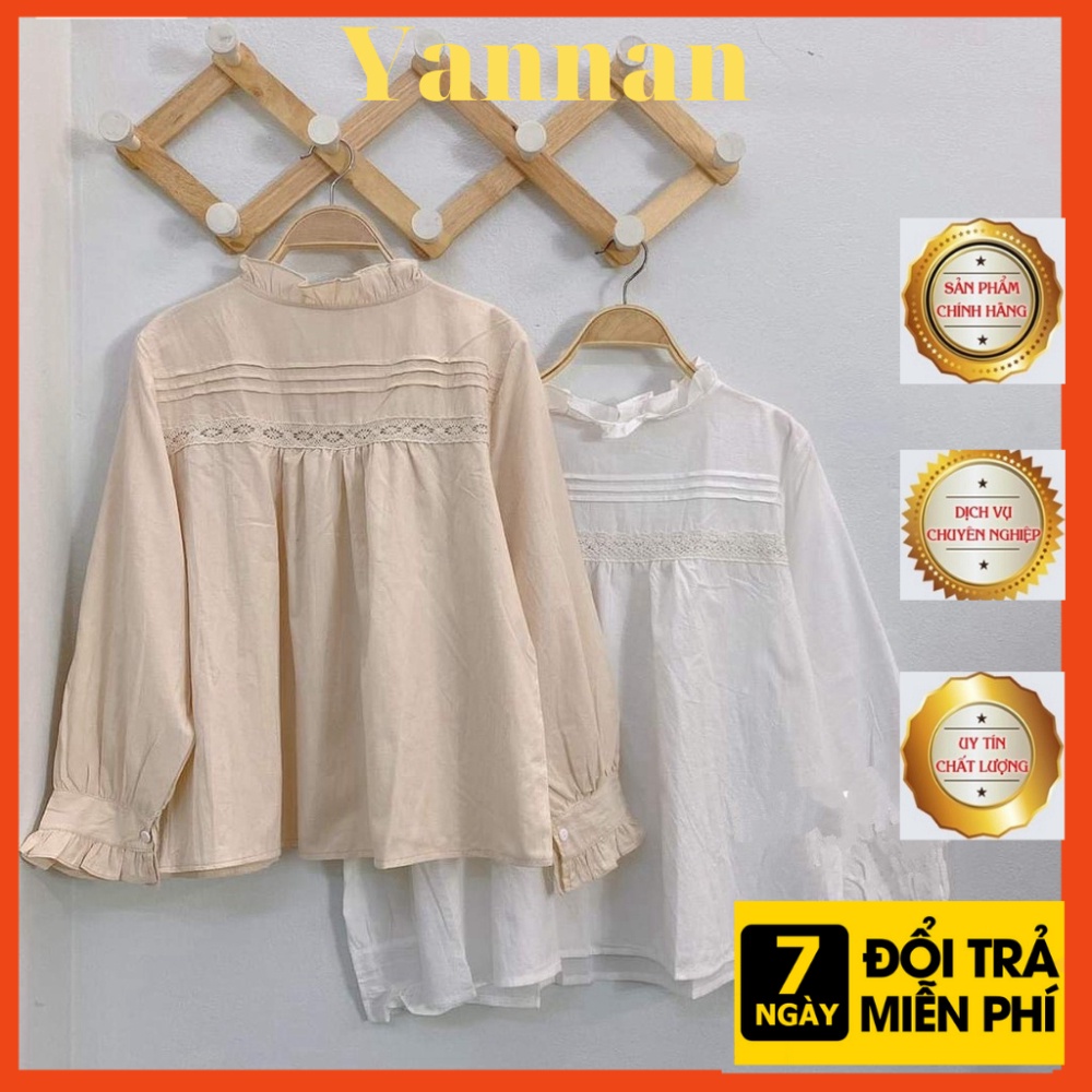 áo babydoll tiểu thư A260 cổ bèo ren ngực quảng châu Thời trang Xmin LOẠI 1
