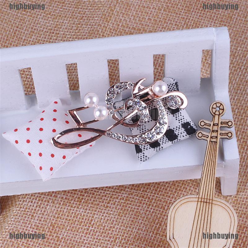 Ghim Cài Áo Hình Nốt Nhạc Đính Đá Nhân Tạo Thời Trang Cho Nữ