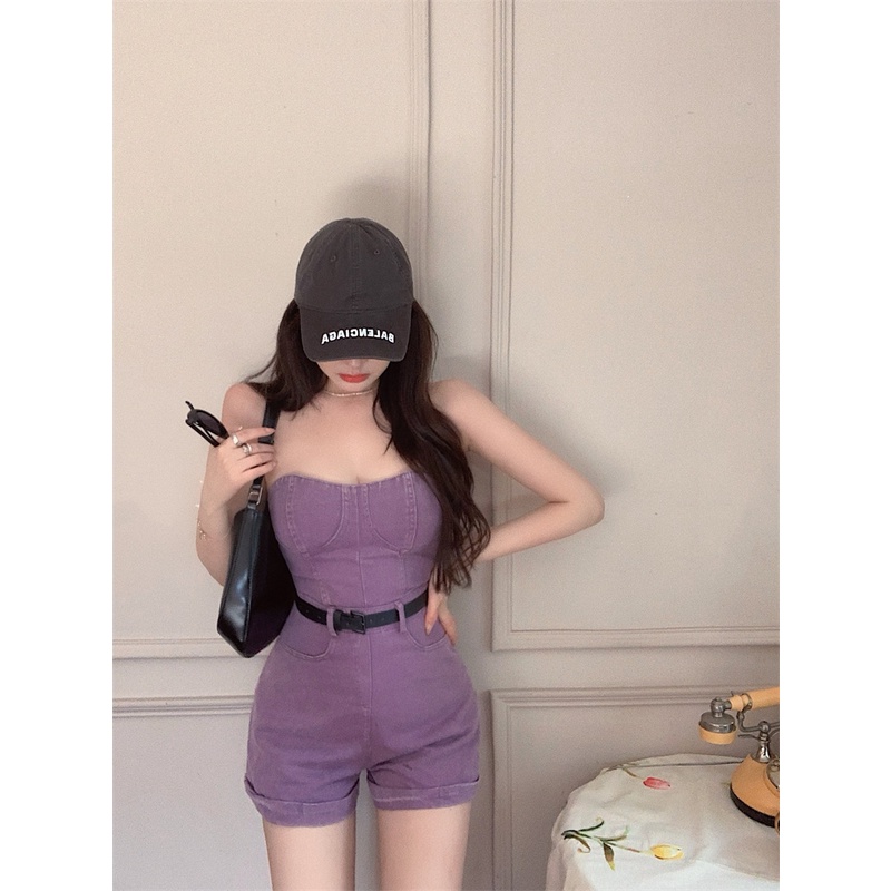 Cocory vn Áo liền quần denim Dáng Ôm Thời Trang Mùa Hè Quyến Rũ Cho Nữ