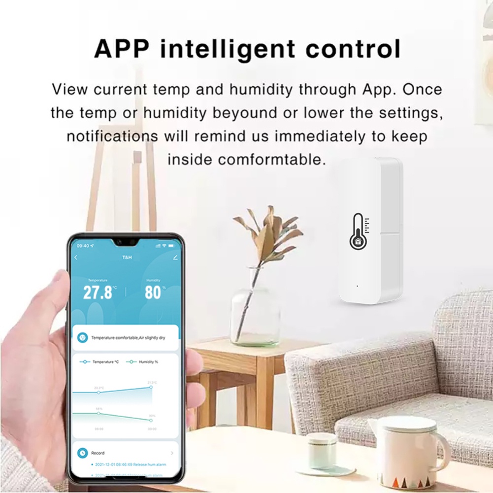 Cảm biến nhiệt độ và độ ẩm AUBESS cho nhà thông minh Wifi Smartlife Tuya tương thích Alexa Google Home