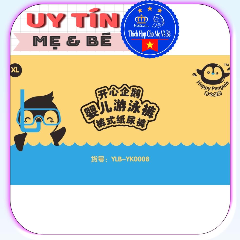 Bỉm quần bơi cho bé trai, bé gái Size L 9-14 kg, XL 12-17kg, XXL trên 15kg thương hiệu Happy Penguin