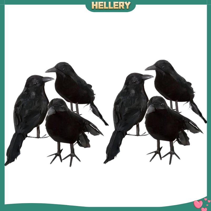 Set 6 Chú Chim Nhồi Bông Màu Đen Dùng Làm Đạo Cụ Hóa Trang Halloween