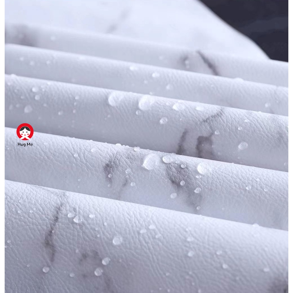 Khăn Trải Bàn Bằng Da Dày Dặn Chống Nước Chống Dầu Họa Tiết Vân Đá Hình Chữ Nhật