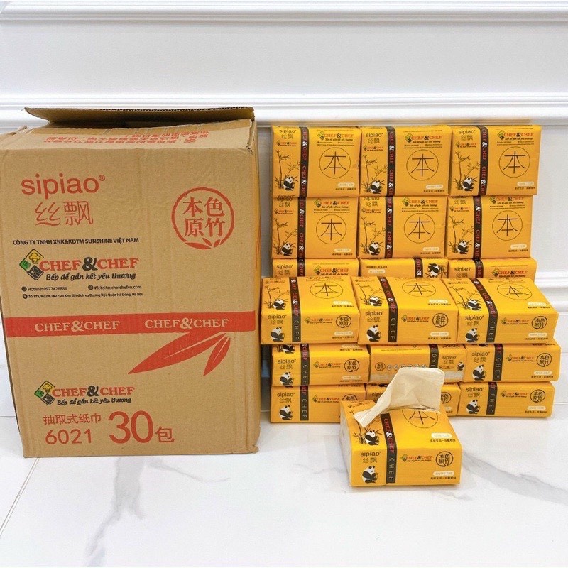 Giấy Ăn Gấu Trúc SIPIAO - Thùng 30 gói 300 tờ Hàng Đẹp