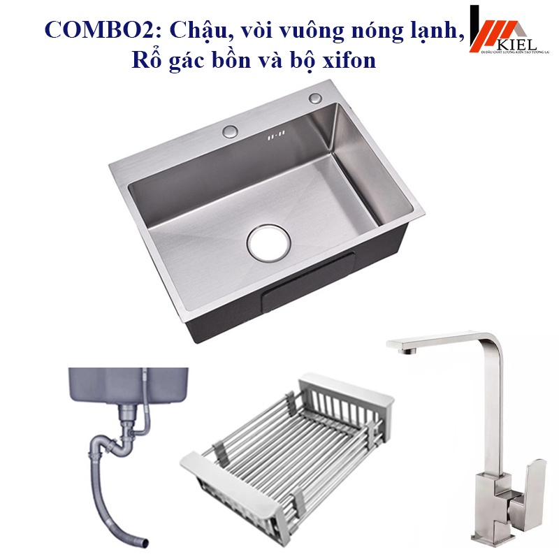 Chậu bồn rửa chén bát 1 hộc kích thước 60x45