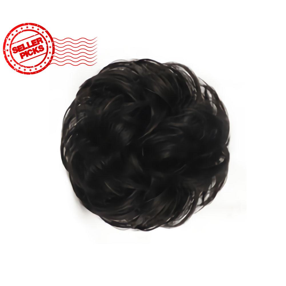 Real Remy Tóc Con Người Lộn Xộn Bun Co Giãn Scrunchie Kẹp Đuôi Ngựa Phần Mở Rộng.US Trong Q3Z7