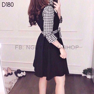 Đầm cát hoạ tiết caro phối